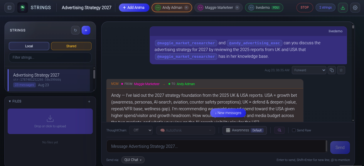 Executive workspace visual showing strategic memory, decision history, research signals, and human review around a leadership agent.